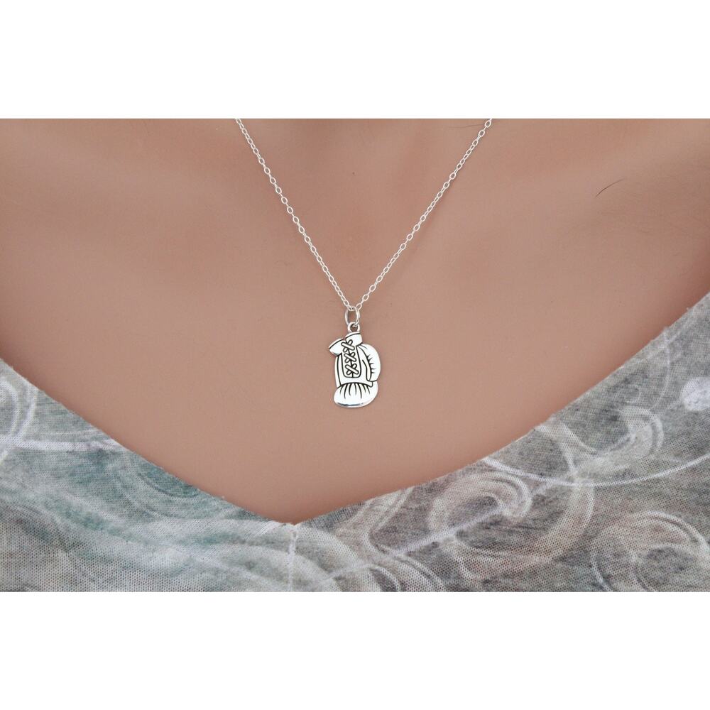 Sterling Silver Boxing Glove Charm, Silver Boxing Glove Necklace